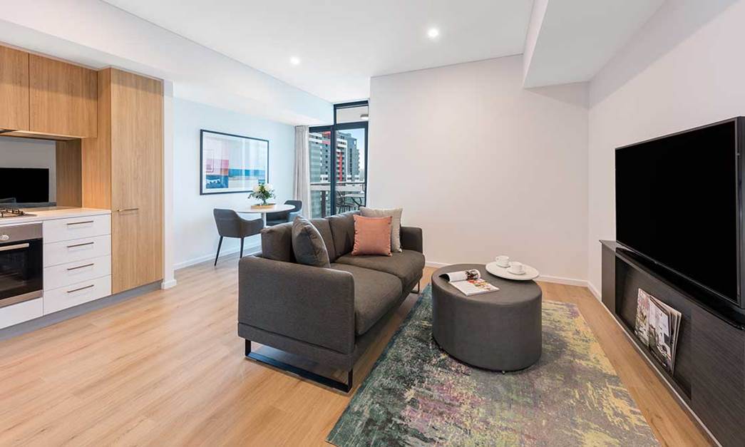 Comfortably furnished open-plan living room