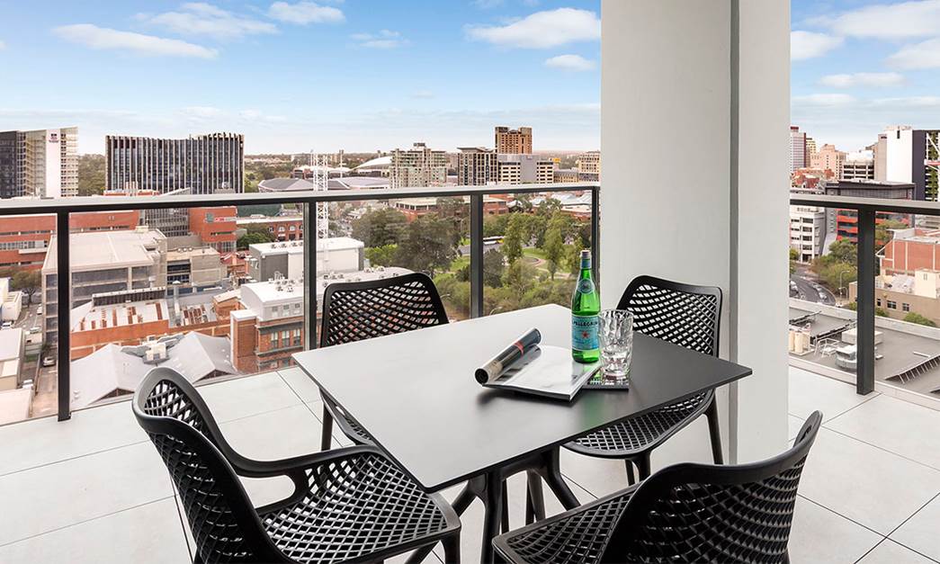 One of two private balconies