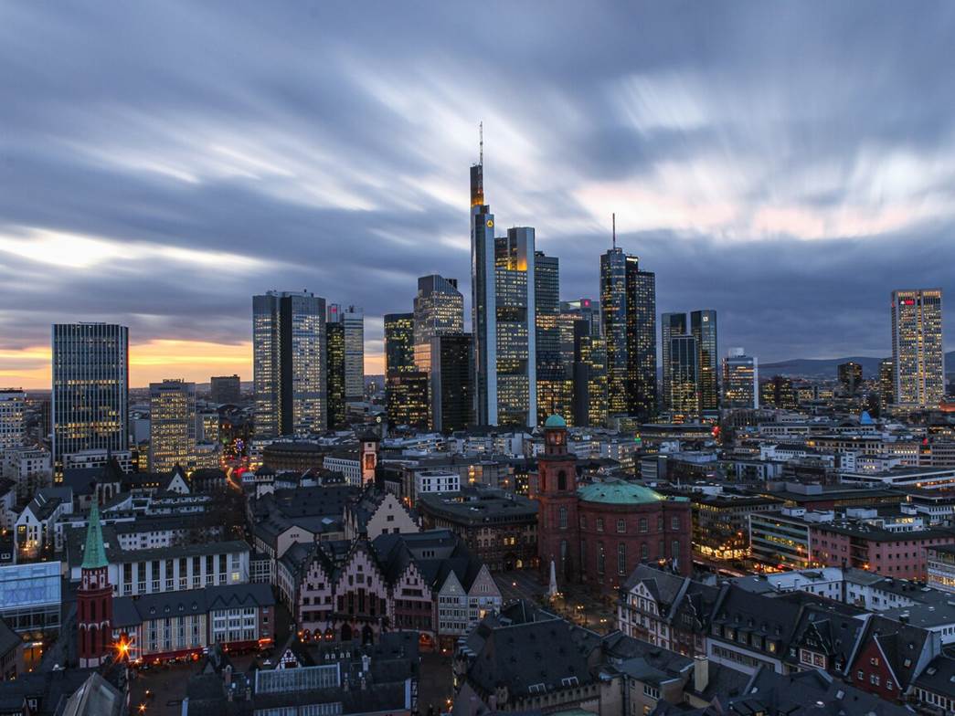 Frankfurt skyline at night