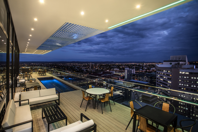 The exterior of the rooftop at Avani Windhoek Hotel & Casino.