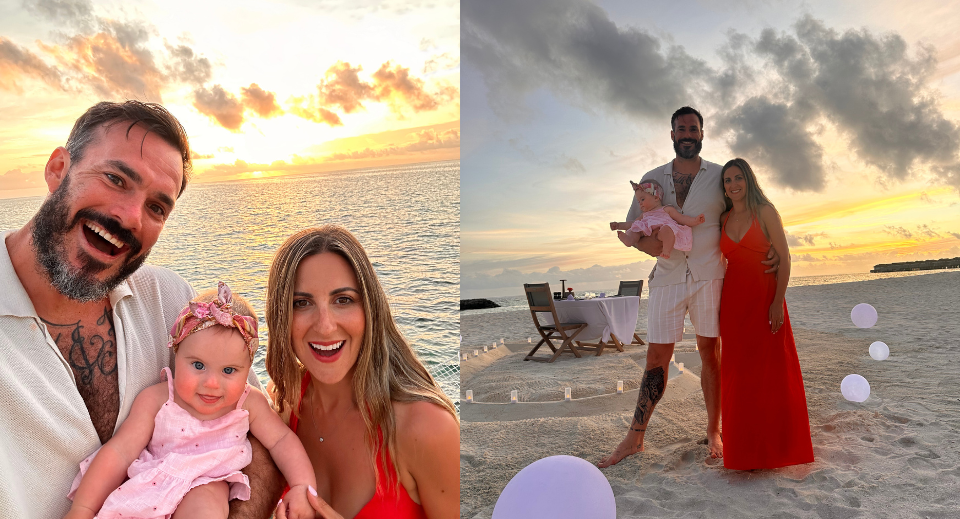 Family of three in Maldives