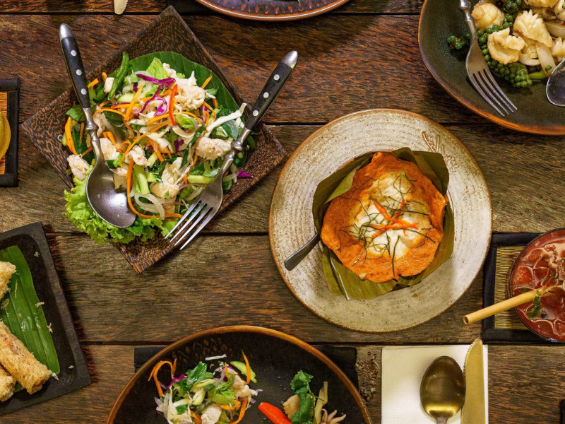 Cambodian food served on a table from Taste Siem Reap food tour