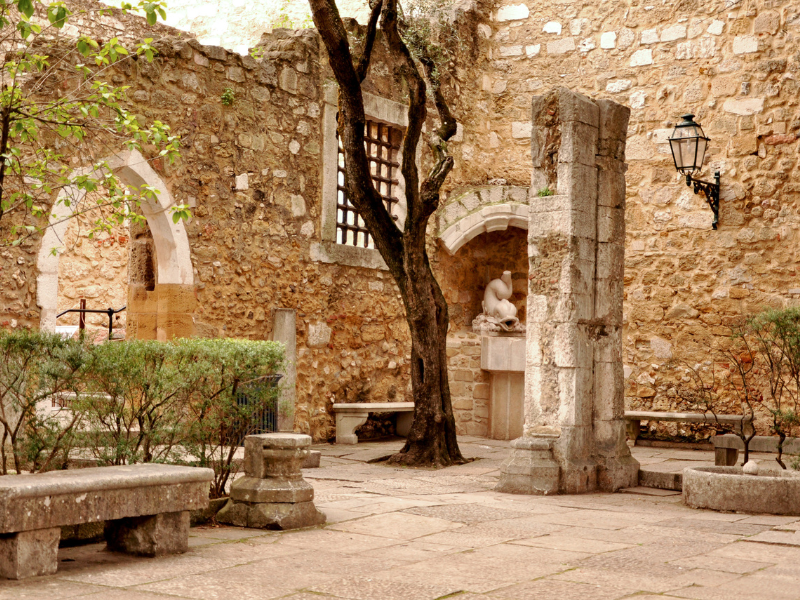 Inside Sao Jorge Castle in Lisbon Portugal