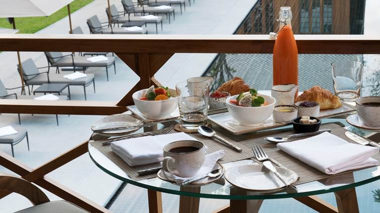 Breakfast spread on a table